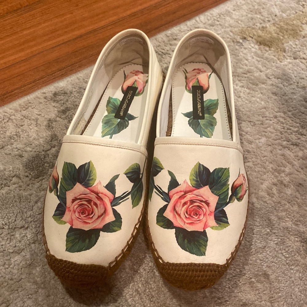 Dolce & Gabbana Leather Tropical Rose Print espadrilles - Picture 2 of 7